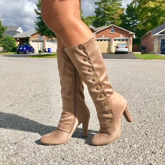 Military Style Vintage Ladies Knee-high Boots - Picture 1 of 9